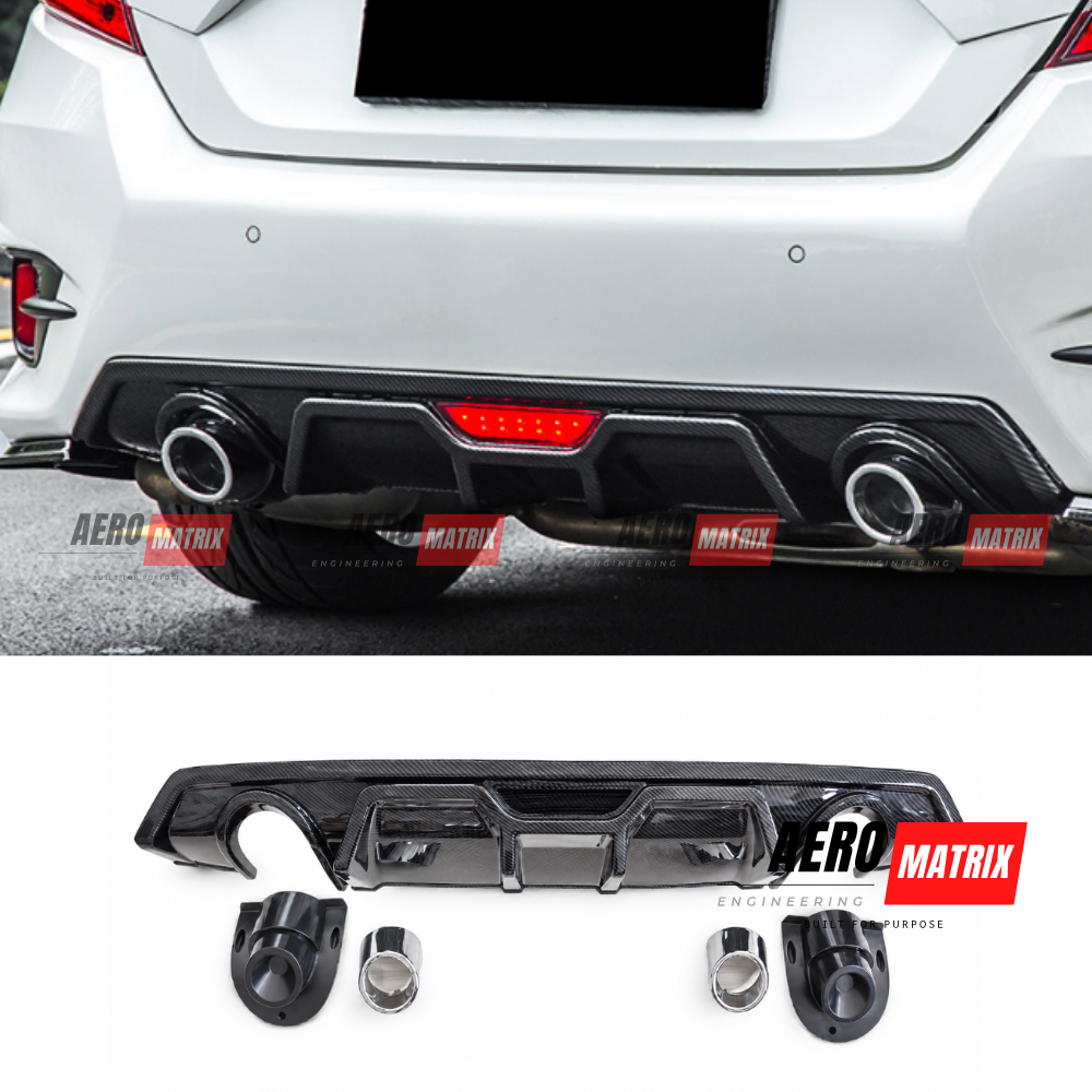 Honda Civic 10th Gen Sedan 2016–2020 AME Rear Diffuser Carbon Fibre Gloss