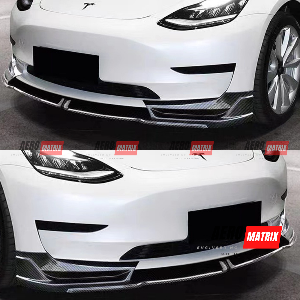 Tesla Model 3 2019–2023 Front Lip (Carbon Fibre Gloss)