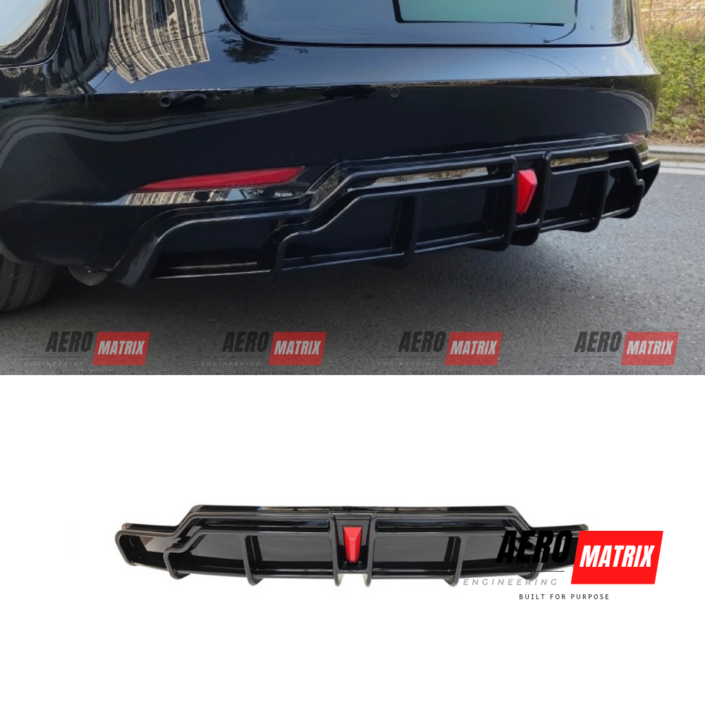 Tesla Model 3 2019–2023 Rear Diffuser (Gloss Black)