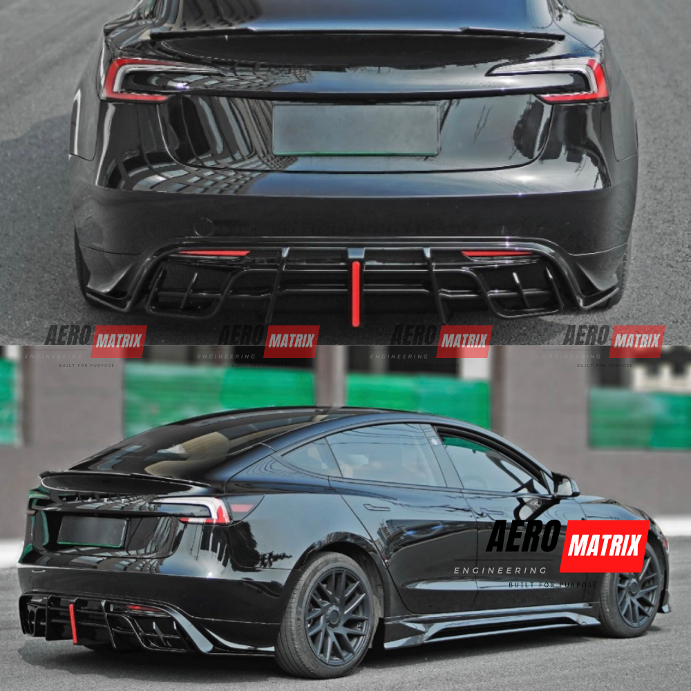 Tesla Model 3 2024+ Rear Diffuser (Gloss Black)