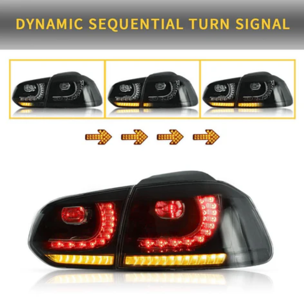 VLAND LED Tail Lights for Volkswagen Golf Mk6 2008–2012 with Sequential Indicators