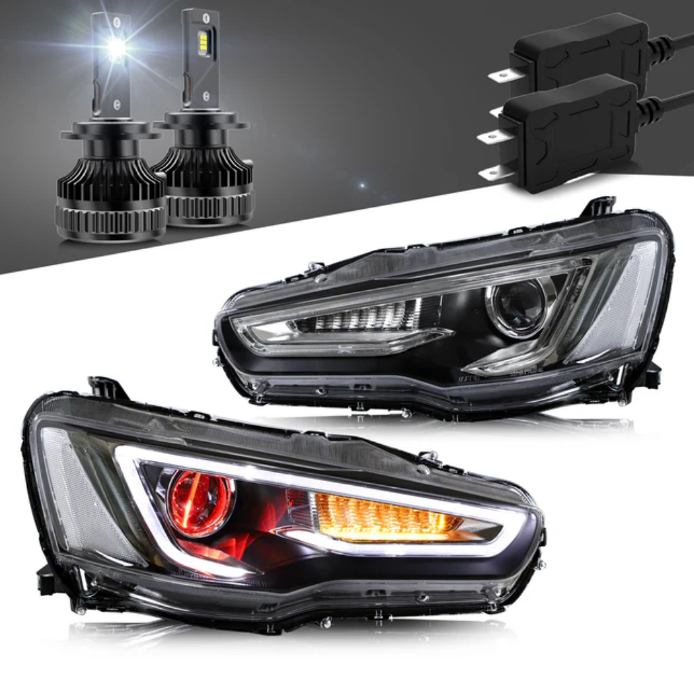 VLAND LED Projector Headlights for Mitsubishi Lancer / EVO X 2008–2017 with Sequential Indicators