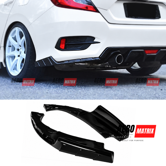 Honda Civic 10th Gen Sedan 2016–2020 AME V2 Rear Splats Gloss Black
