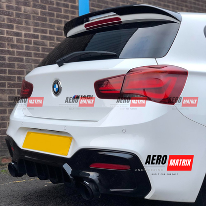 BMW 1 Series F20/F21 LCI M Sport MP Performance Rear Bumper Diffuser Gloss Black Dual Single Exhaust