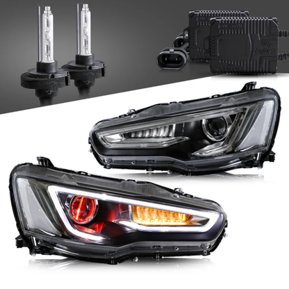 VLAND LED Projector Headlights for Mitsubishi Lancer / EVO X 2008–2017 with Sequential Indicators