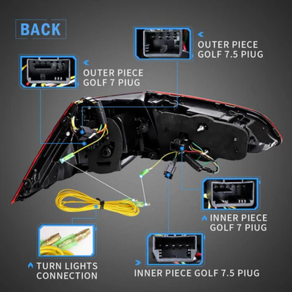 VLAND LED Tail Lights for Volkswagen Golf Mk7 & Mk7.5 2013–2020