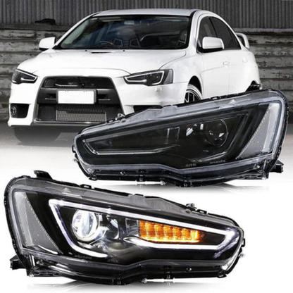 VLAND LED Projector Headlights for Mitsubishi Lancer / EVO X 2008–2017 with Sequential Indicators