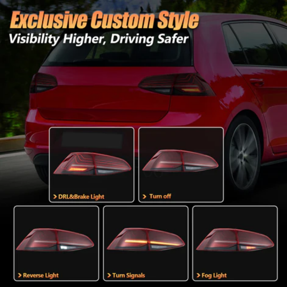 VLAND LED Tail Lights for Volkswagen Golf Mk7 & Mk7.5 Hatchback 2013–2020