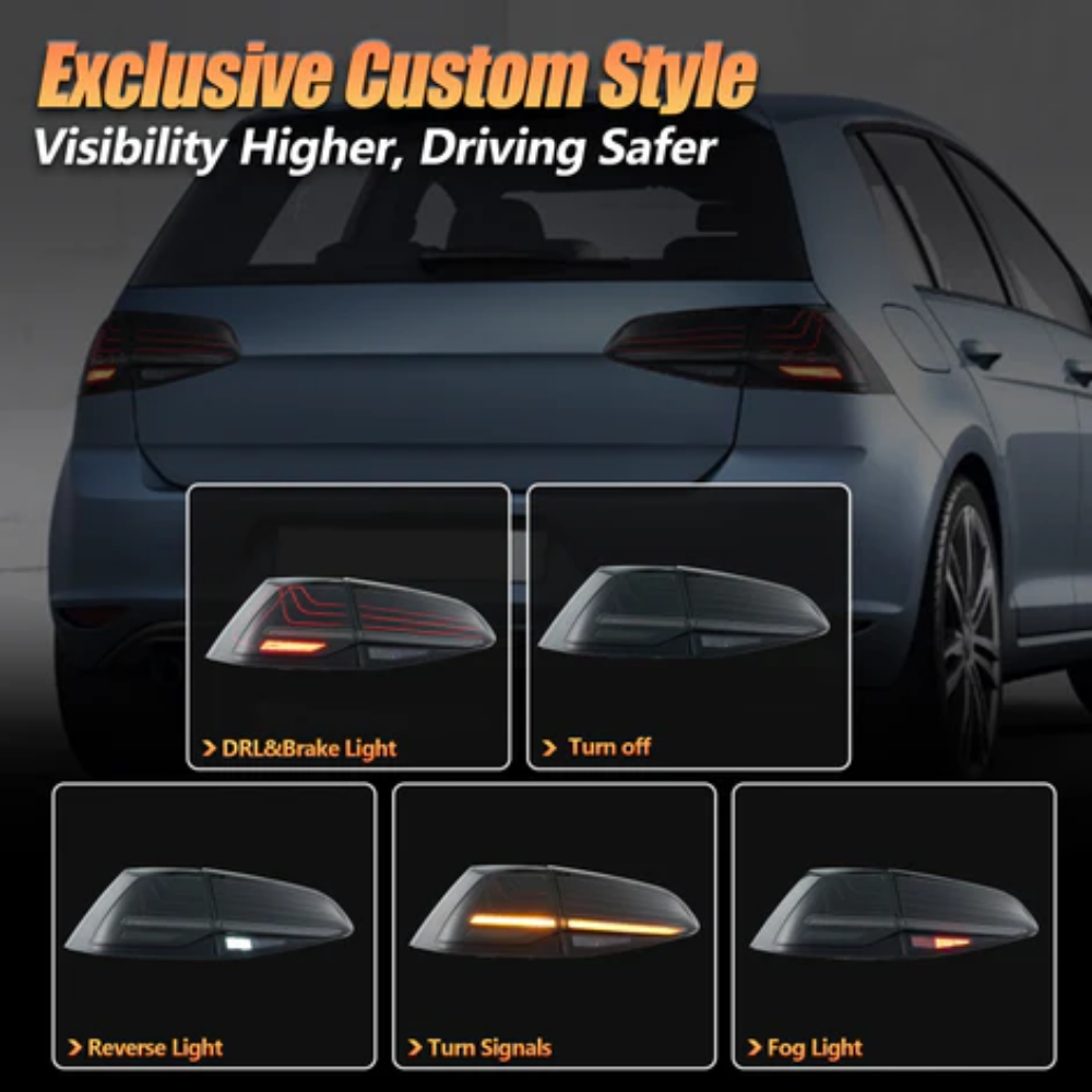 VLAND LED Tail Lights for Volkswagen Golf Mk7 & Mk7.5 Hatchback 2013–2020