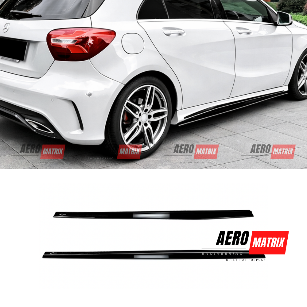 Mercedes-Benz A Class W176 Hatchback 2013–2018 Side Skirting (Gloss Black)