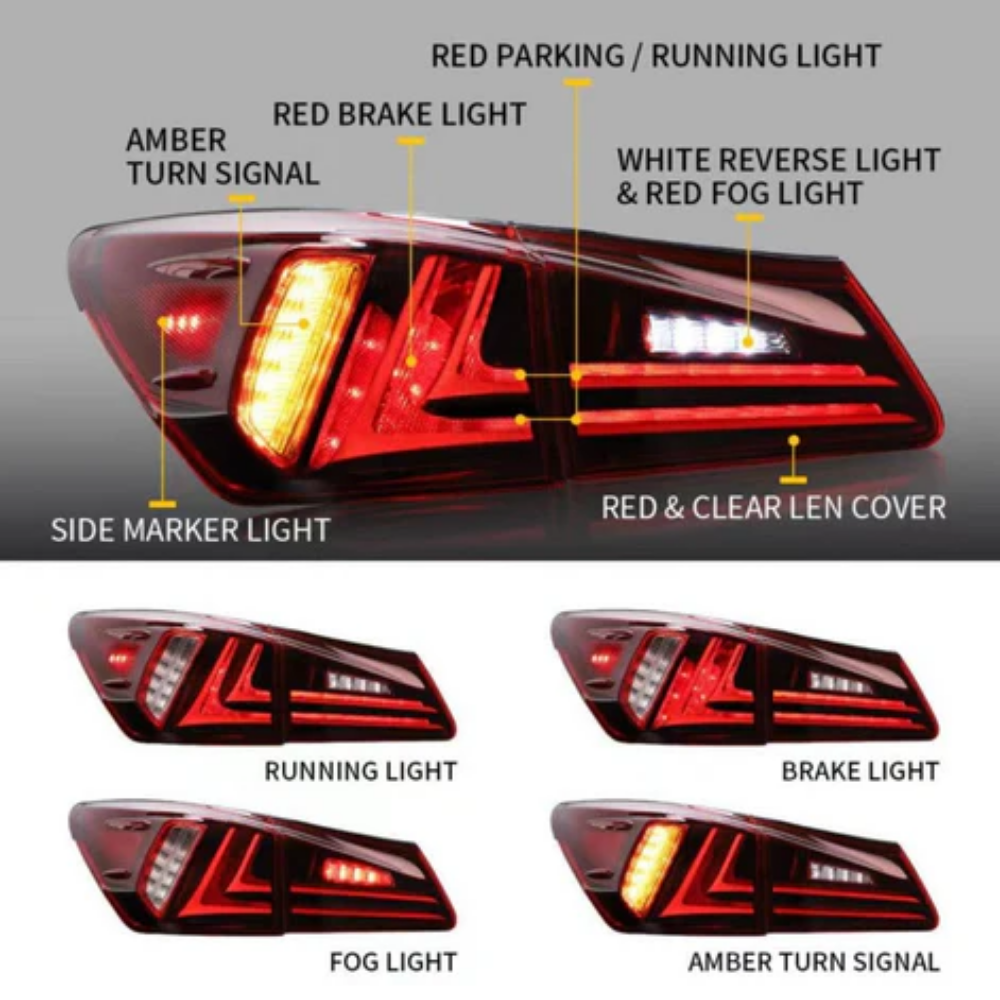 VLAND Full LED Tail Lights for Lexus IS250, IS350, IS F, IS300, IS220d & IS200d 2006–2013