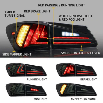 VLAND Full LED Tail Lights for Lexus IS250, IS350, IS F, IS300, IS220d & IS200d 2006–2013