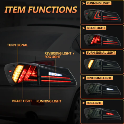 VLAND Full LED Tail Lights for Lexus IS250, IS350, IS F, IS300, IS220d & IS200d 2006–2013