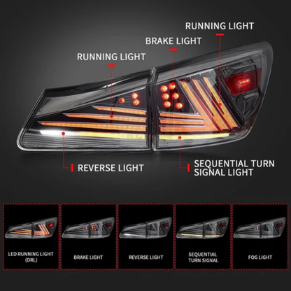 VLAND LED Tail Lights for Lexus IS250, IS350, IS F, IS300, IS220d & IS200d 2006–2013