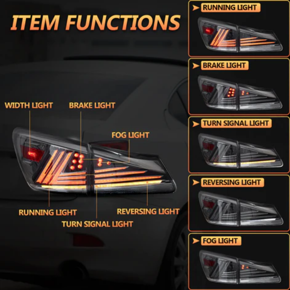 VLAND LED Tail Lights for Lexus IS250, IS350, IS F, IS300, IS220d & IS200d 2006–2013