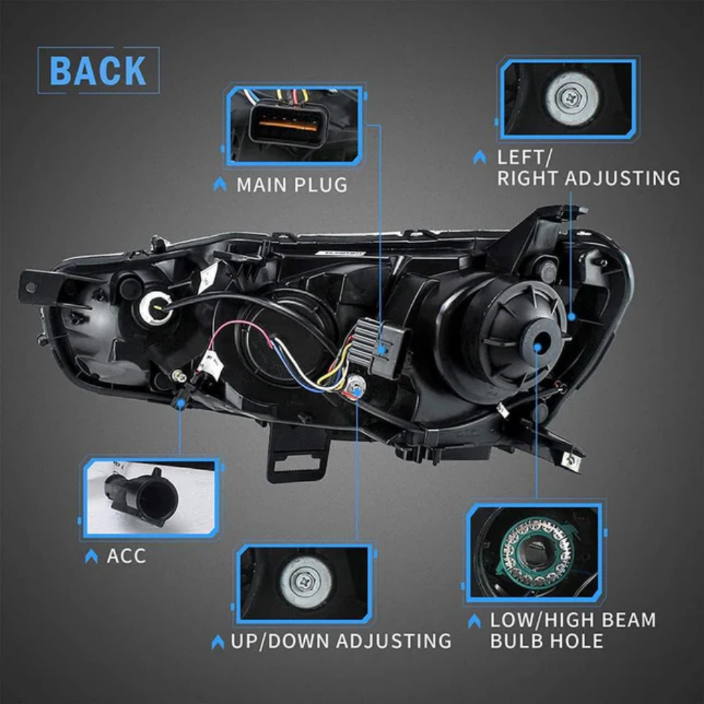VLAND LED Projector Headlights for Mitsubishi Lancer / EVO X 2008–2017 with Sequential Indicators