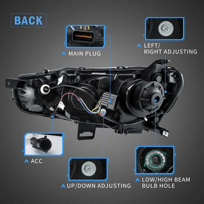 VLAND LED Projector Headlights for Mitsubishi Lancer / EVO X 2008–2017 with Sequential Indicators