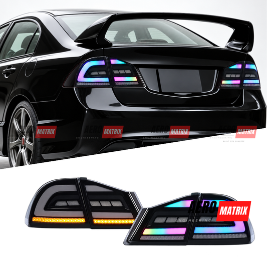 Honda Civic FD1 FD2 2006–2011 Smoke Black RGB Sequential Tail Lights