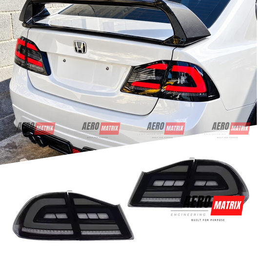 Honda Civic FD1 FD2 2006–2011 Smoke Black LED Sequential Tail Lights
