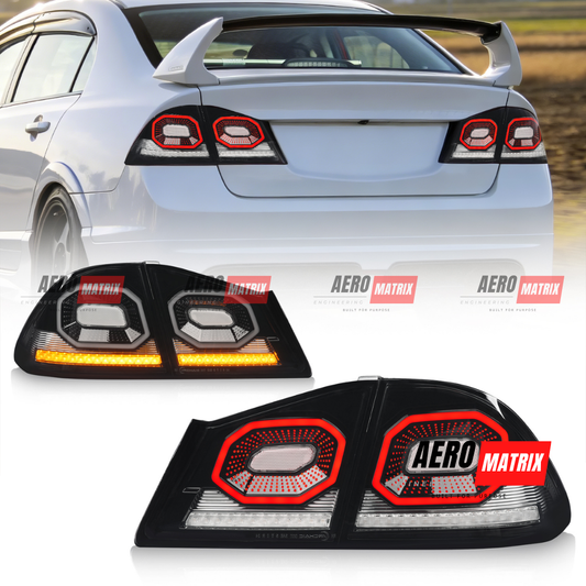 Honda Civic FD1 FD2 2006–2011 Smoke Red Sequential LED Tail Lights