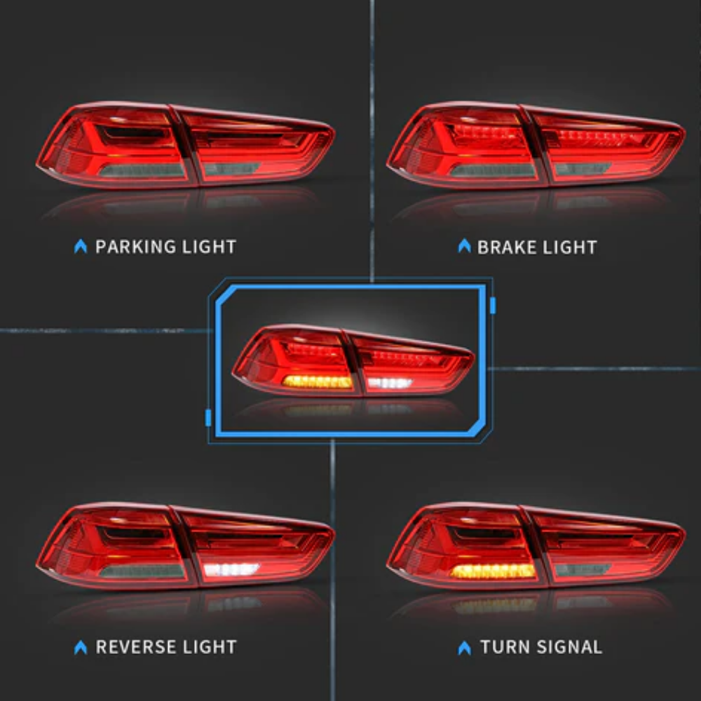 VLAND LED Tail Lights for Mitsubishi Lancer / EVO X 2008–2017 with Sequential Indicators V1