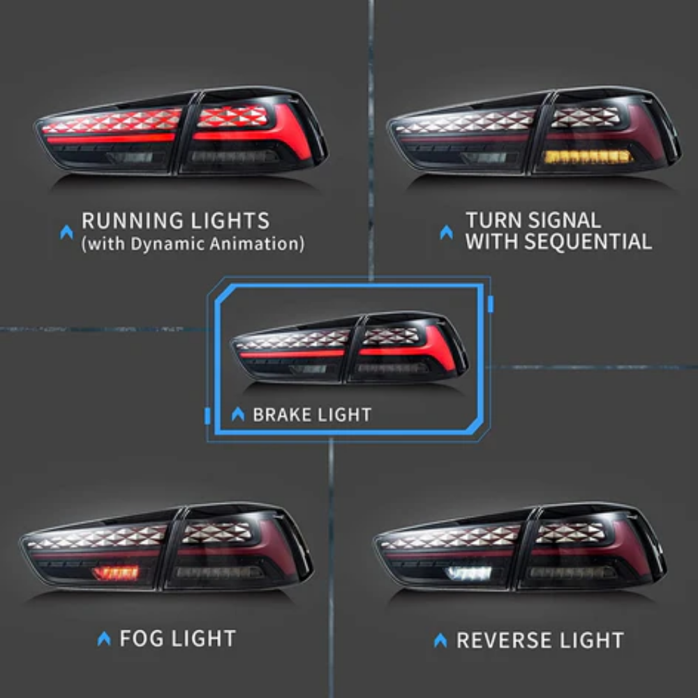 VLAND LED Tail Lights for Mitsubishi Lancer / EVO X 2008–2017 with Welcome Lights V2