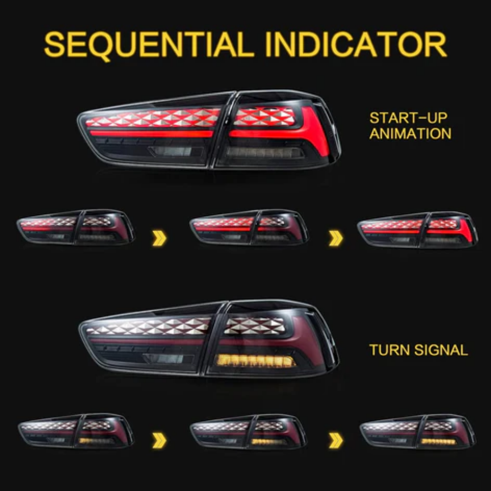 VLAND LED Tail Lights for Mitsubishi Lancer / EVO X 2008–2017 with Welcome Lights V2