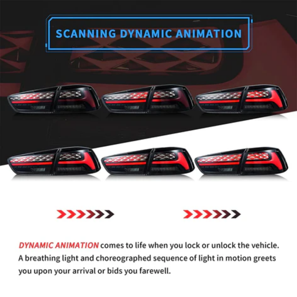 VLAND LED Tail Lights for Mitsubishi Lancer / EVO X 2008–2017 with Welcome Lights V2