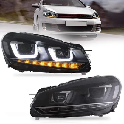 VLAND LED Headlights for Volkswagen Golf Mk6 2008–2012 with Sequential Indicators