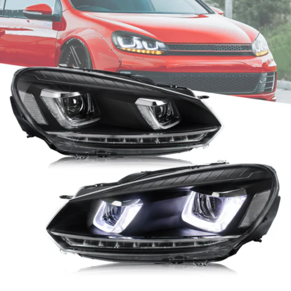 VLAND LED Headlights for Volkswagen Golf Mk6 2008–2012 with Sequential Indicators