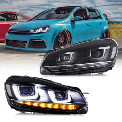 VLAND LED Headlights for Volkswagen Golf Mk6 2008–2012 with Sequential Indicators