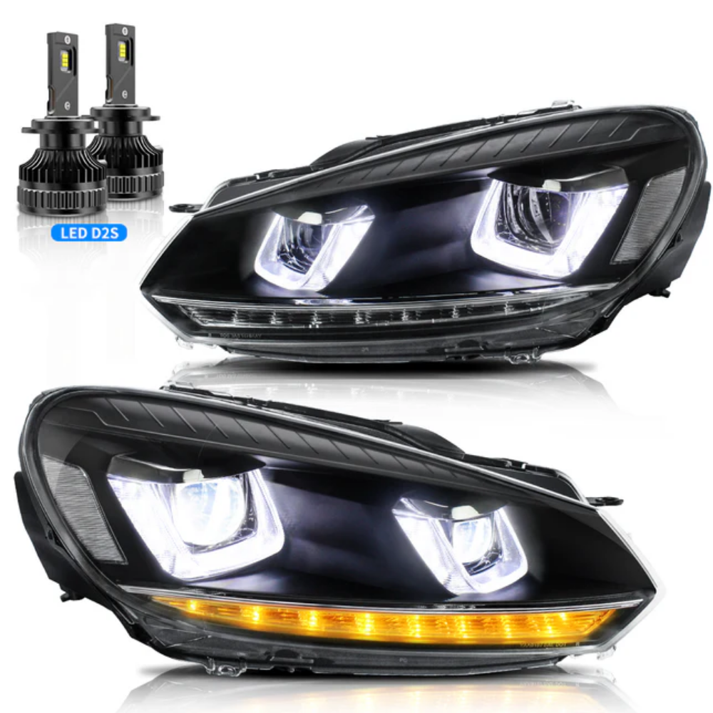 VLAND LED Headlights for Volkswagen Golf Mk6 2008–2012 with Sequential Indicators