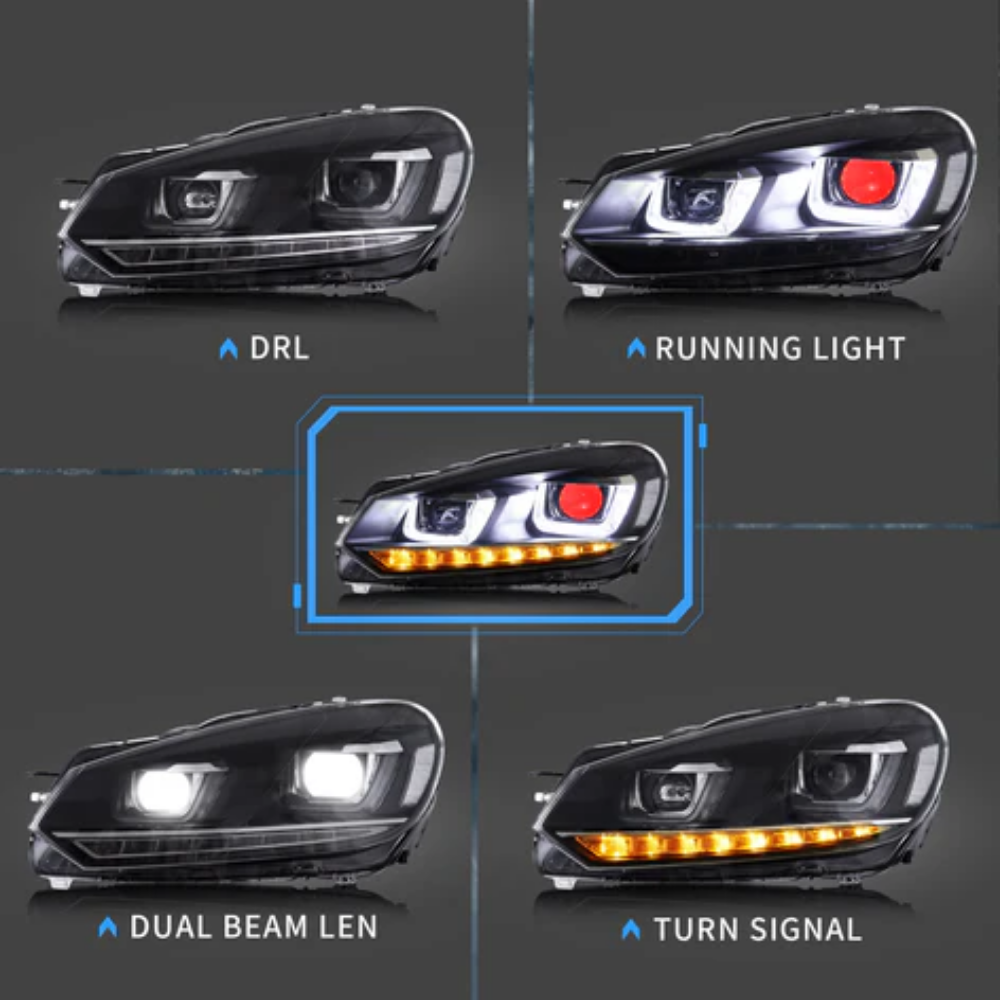 VLAND LED Projector Demon Eye Headlights for Volkswagen Golf Mk6 2008–2012