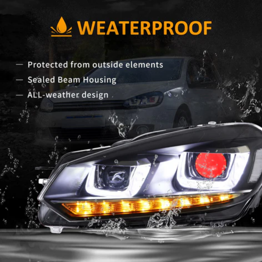 VLAND LED Projector Demon Eye Headlights for Volkswagen Golf Mk6 2008–2012