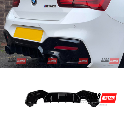 BMW 1 Series F20/F21 LCI M Sport MP Performance Rear Bumper Diffuser Gloss Black Dual Single Exhaust