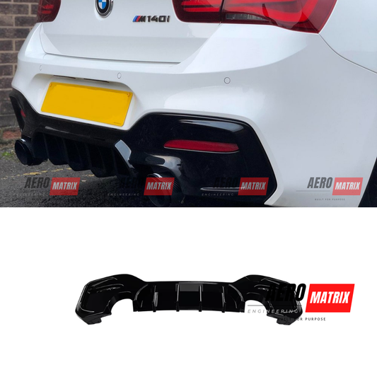 BMW 1 Series F20/F21 LCI M Sport MP Performance Rear Bumper Diffuser Gloss Black Dual Single Exhaust