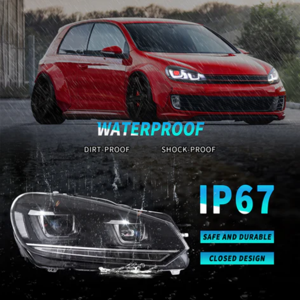 VLAND LED Projector Demon Eye Headlights for Volkswagen Golf Mk6 2008–2012