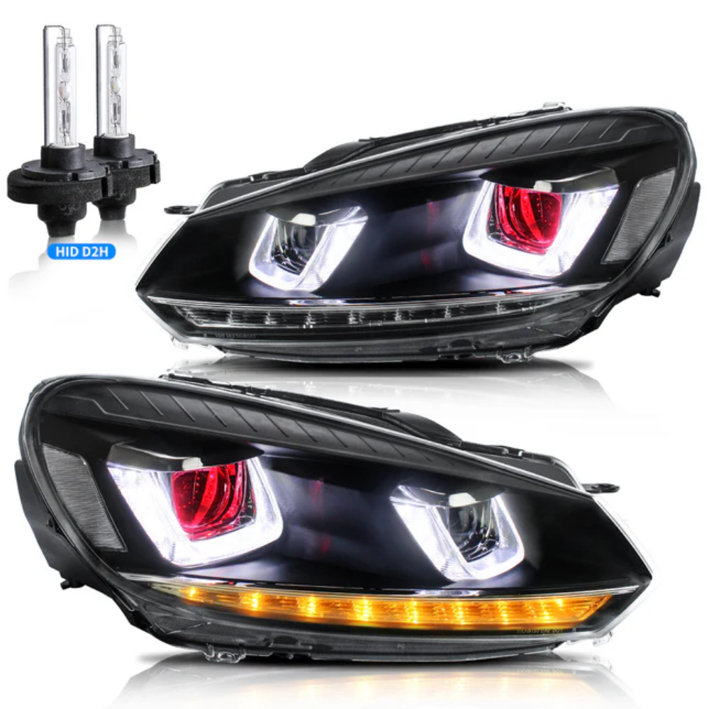 VLAND LED Projector Demon Eye Headlights for Volkswagen Golf Mk6 2008–2012