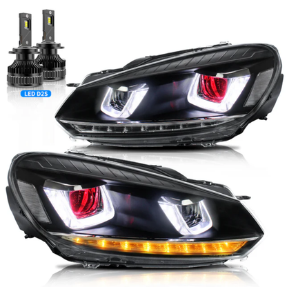 VLAND LED Projector Demon Eye Headlights for Volkswagen Golf Mk6 2008–2012