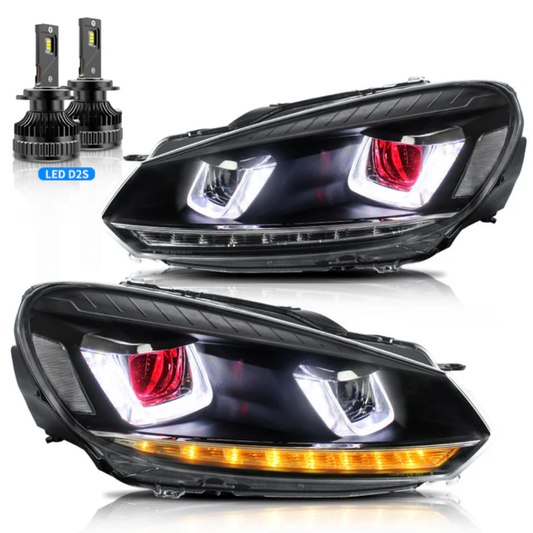 VLAND LED Projector Demon Eye Headlights for Volkswagen Golf Mk6 2008–2012