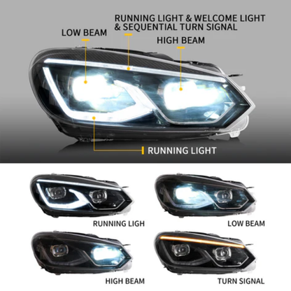VLAND MK8 Style LED Projector Headlights for Volkswagen Golf Mk6 2008–2012
