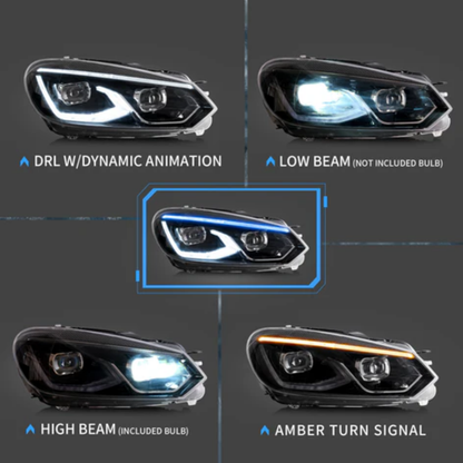 VLAND MK8 Style LED Projector Headlights for Volkswagen Golf Mk6 2008–2012