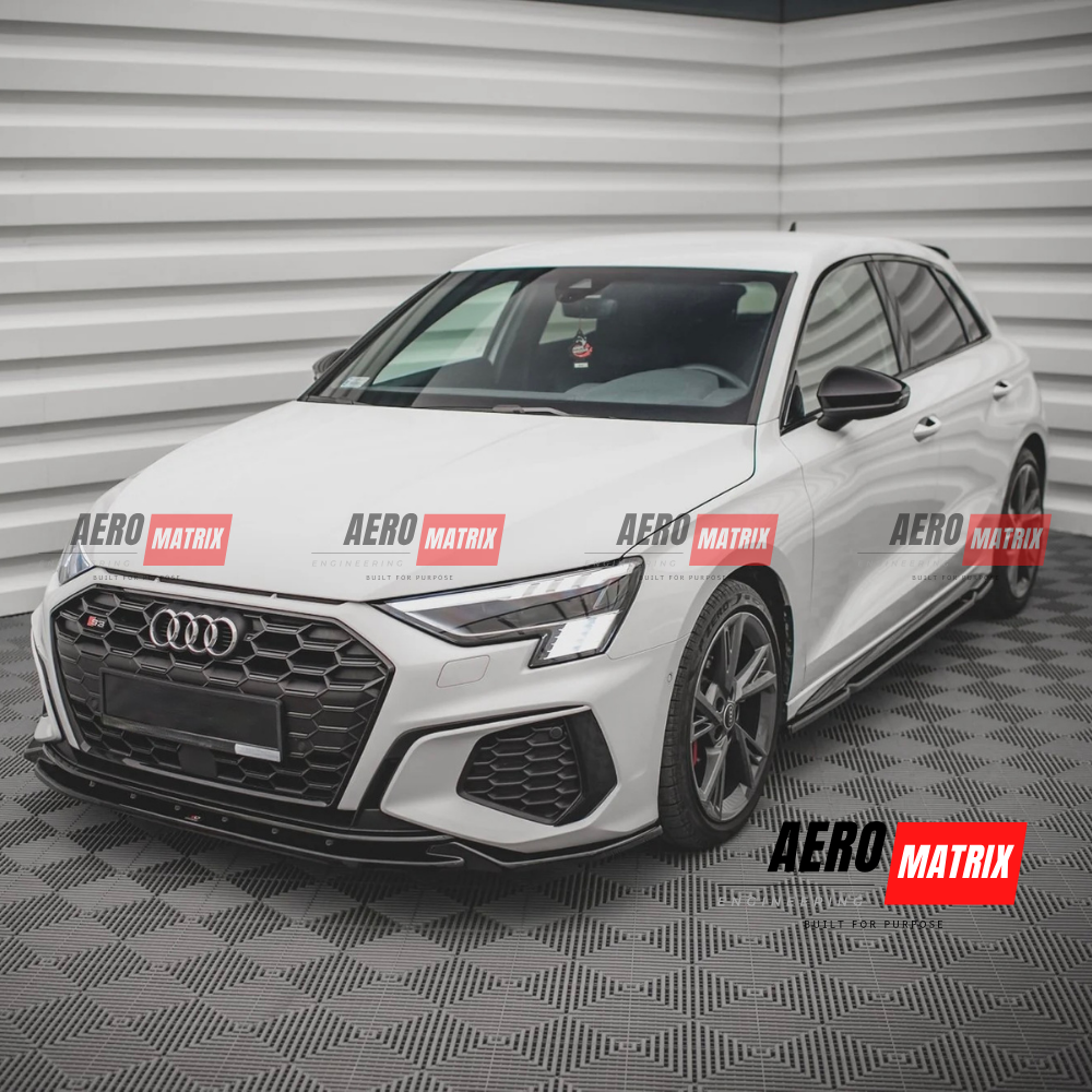 Audi S3 8V 2021–2024 Hatch Front Lip (Gloss Black)