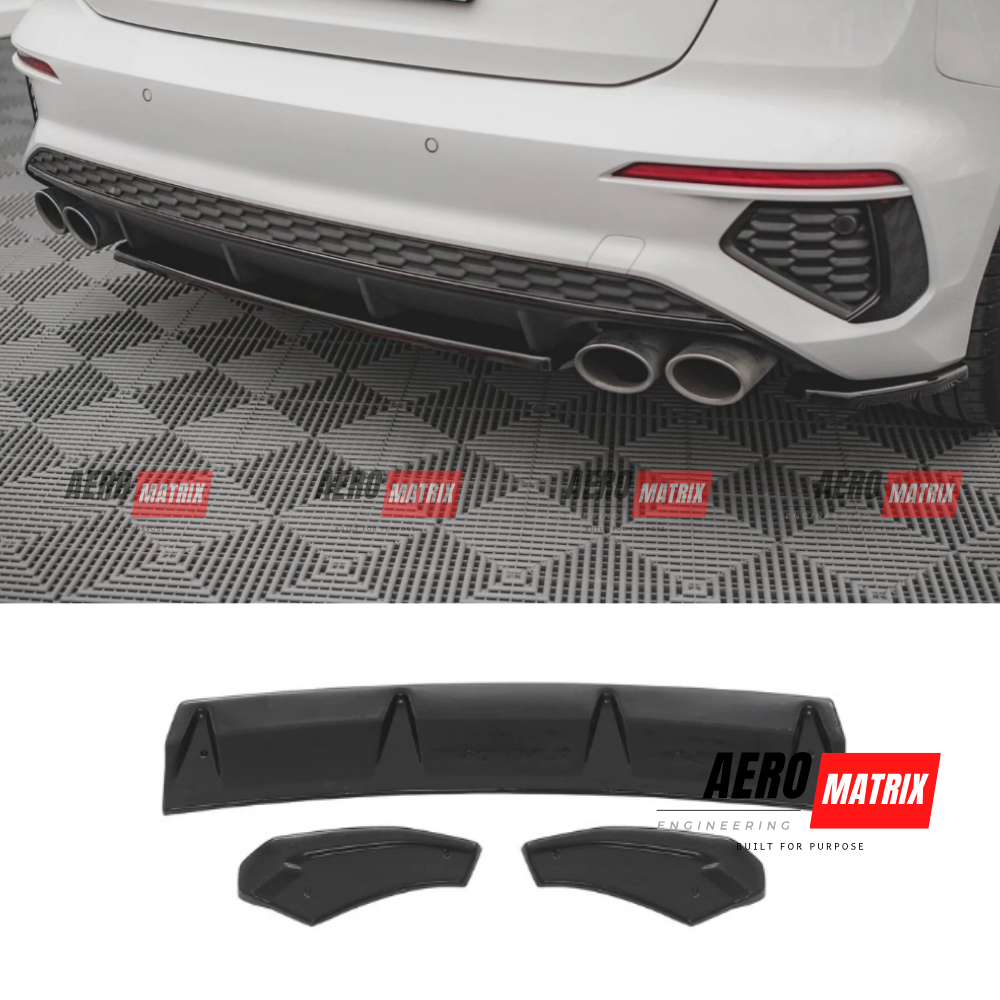 Audi S3 8V 2021–2024 Hatch Rear Diffuser (Gloss Black)