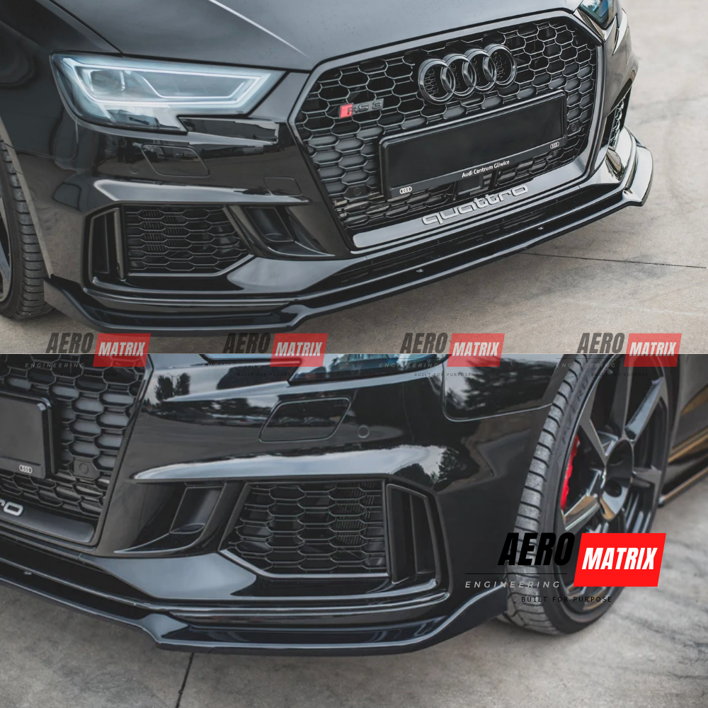 Audi RS3 8V 2017–2020 Facelift Hatchback Front Lip (Gloss Black)