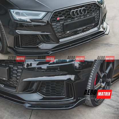 Audi RS3 8V 2017–2020 Facelift Hatchback Front Lip (Gloss Black)