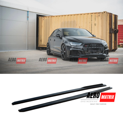 Audi RS3 8V 2017–2020 Facelift Hatchback Side Skirting (Gloss Black)