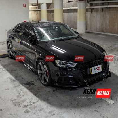 Audi A3 S-Line S3 8V 2017–2020 Facelift Sedan Front Lip (Gloss Black)