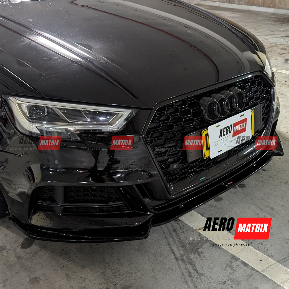 Audi A3 S-Line S3 8V 2017–2020 Facelift Sedan Front Lip (Gloss Black)