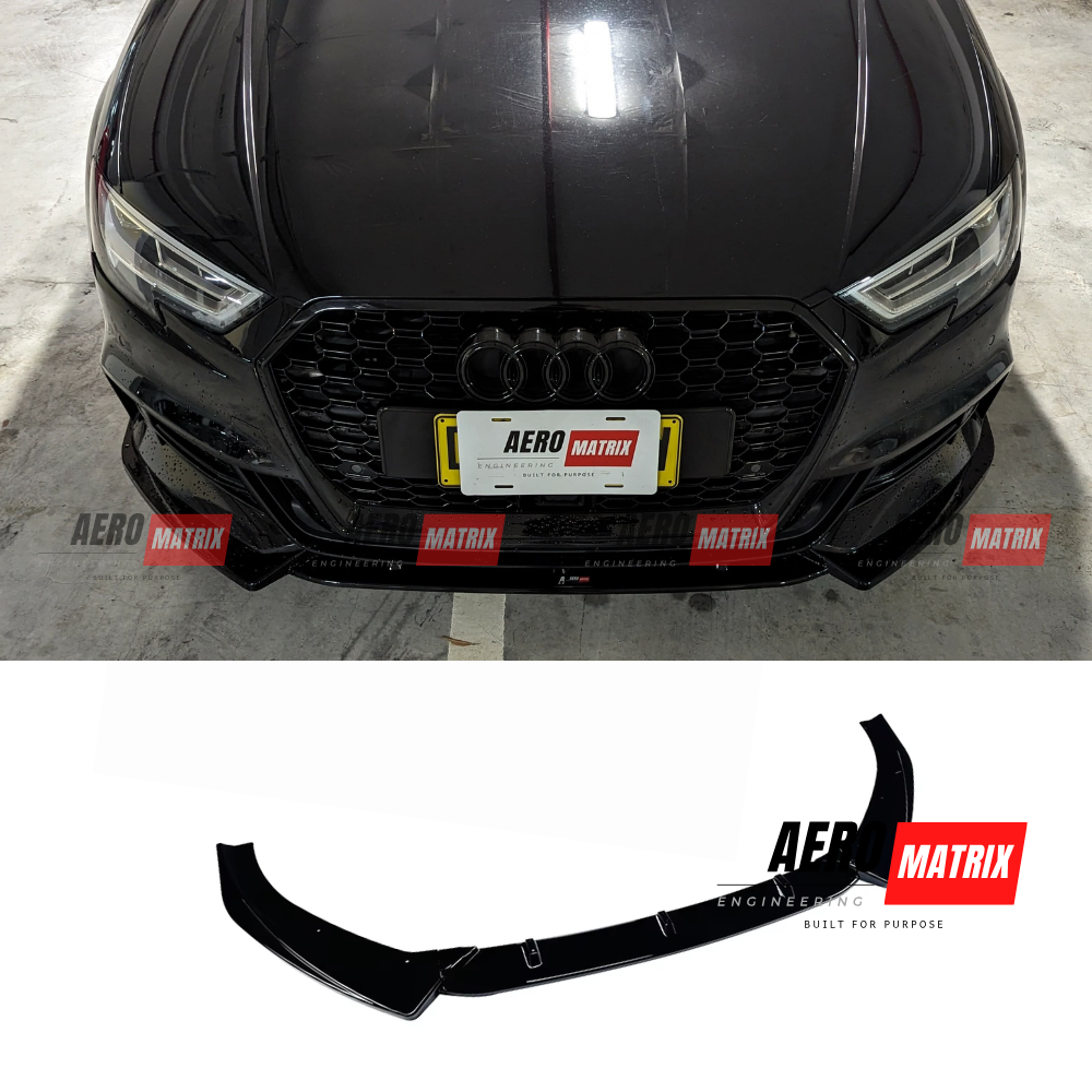 Audi A3 S-Line S3 8V 2017–2020 Facelift Sedan Front Lip (Gloss Black)